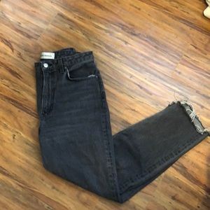 Reformation high rise step hem jean in grey